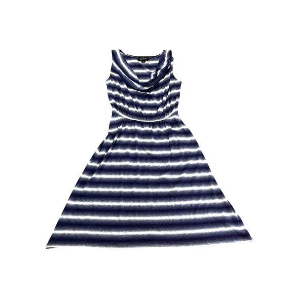 AB Studio XS Navy Striped Sleeveless Cowl Neck Dress Nautical Resortcore Style - Picture 11 of 11